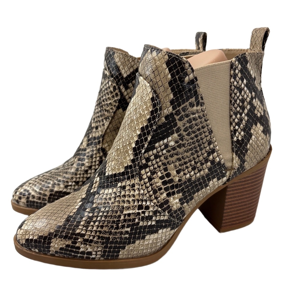 Altar'd State Snake Print Ankle Booties in Black and Tan